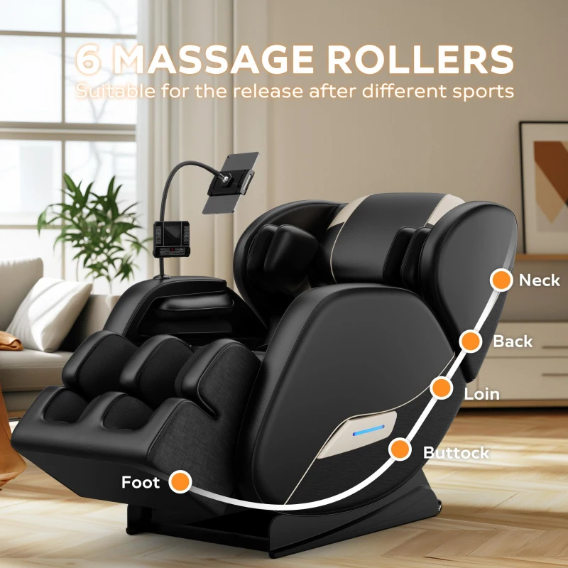 Zero Gravity Massage Chair Recliner with Heating Functions, Full Body Air Pressure, Bluetooth Audio, 51" L x 28.5" W x 39" H, Black