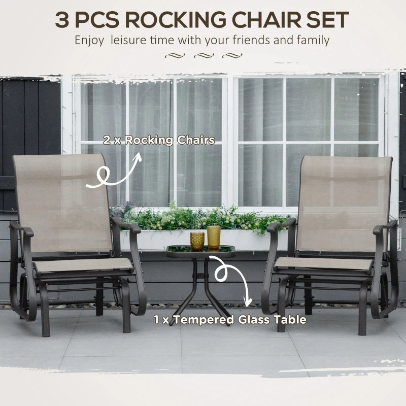 Outsunny Outdoor Gliding Chairs Set Durable Compact for Patio, Bistro Tea Time, Perfect for Couples & Families, Gray(m-4)