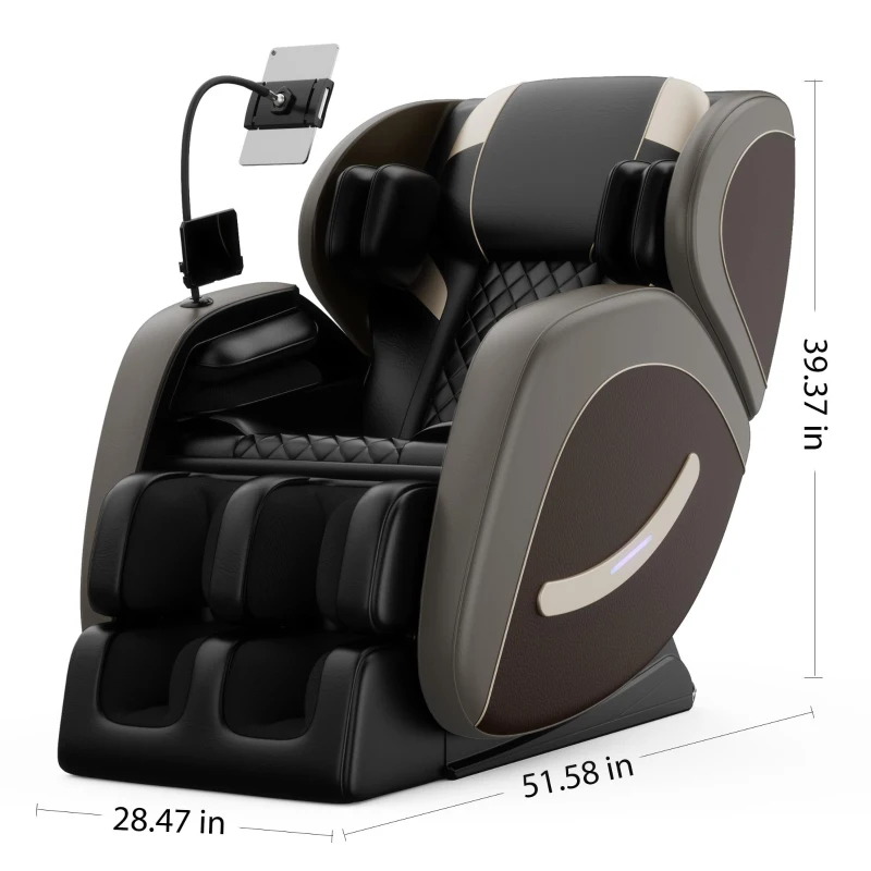Massage Chair Recliner with Zero Gravity, Full Body Air Pressure, Bluetooth Audio, Heating Function, 51.5" L x 28.5" W x 39" H, Gray
