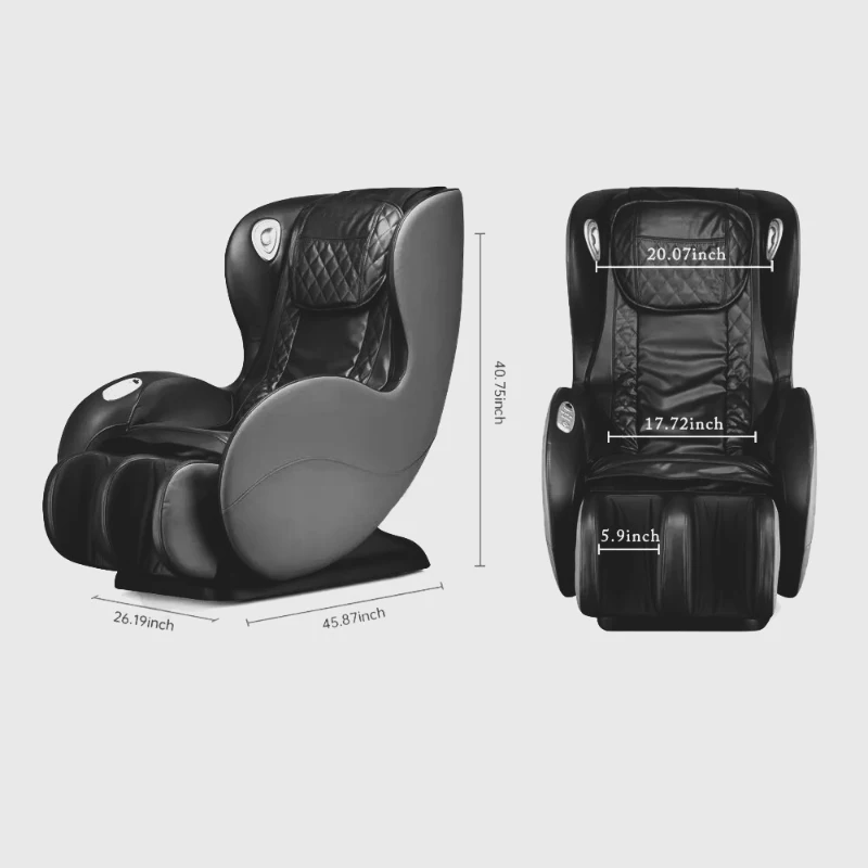 BOSSCARE SL Massage Chair with Bluetooth Speaker, Armrest Control, Heat Therapy, Full Body Shiatsu Recliner, 46" L x 26" W x 41" H, White+Gray