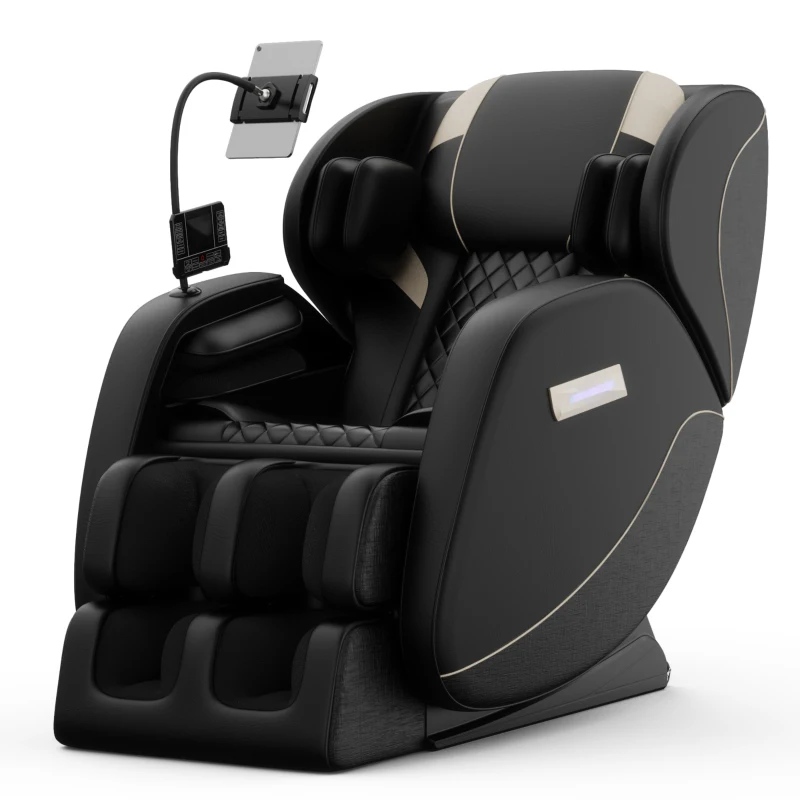 Zero Gravity Massage Recliner with Heating Functions, Full Body Air Pressure, Bluetooth Audio, Adjustable Footrest, 51.5" L x 28" W x 39" H, Black