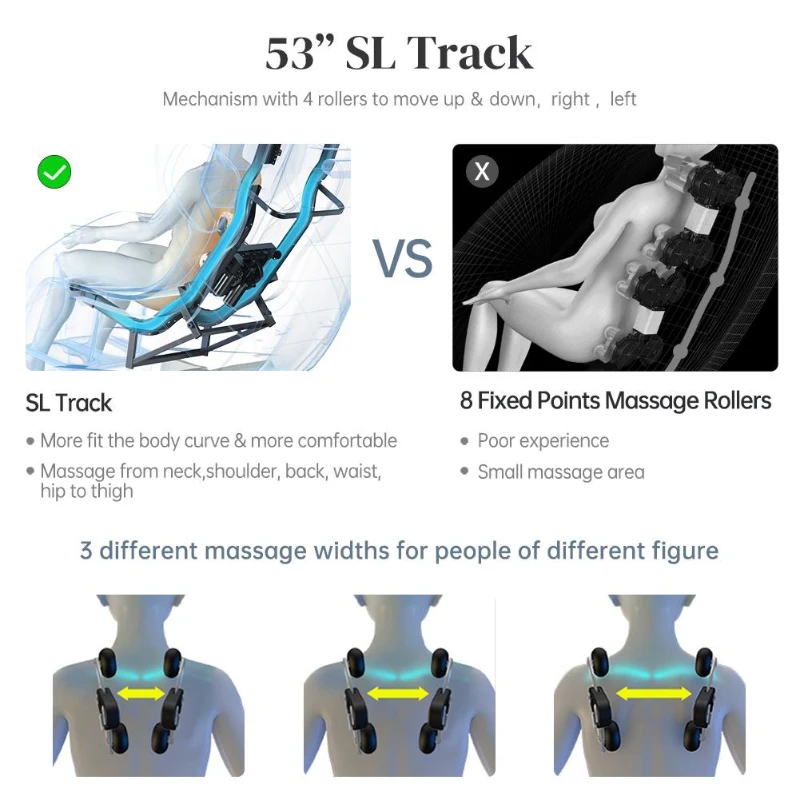 Shiatsu Massage Chair with Zero Gravity, Full Body Recliner with SL-Track, Bluetooth Speaker, Thai Stretch, USB Charging, Heating, Foot Roller Massager, 58" L x 30" W x 33.5" H, Black