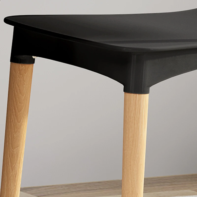 Set of 2 Durable Plastic Dining Chair with Beech Wood Legs, 19.5" L x 19" W x 31.5" H, Black