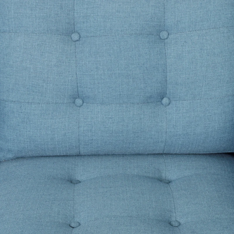 3-Seater Sofa with Button Tufted Waffle Stitch and Rubberwood Legs, 83" L x 33.5" W x 35.5" H, Blue