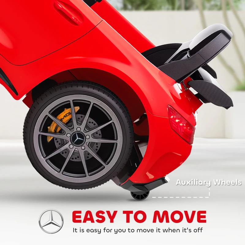 Qaba Mercedes-Benz AMG GTR Licensed 12V Battery Powered Kids Electric Car w/ Remote, Soft Start, Lights, Music Horn, Red