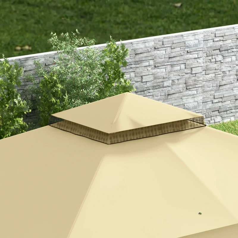 Outsunny 10' x 12' Double Roof Patio Gazebo Canopy, Outdoor Gazebo Shelter with Netting & Curtains, for Garden, Lawn and Deck