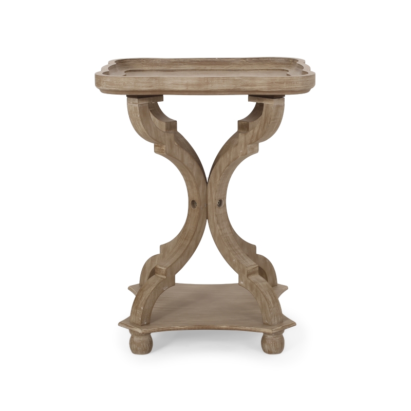 Acacia Wood Accent Table with Smooth Walnut Finish, No Assembly Required, 19" L x 19" W x 25" H, Natural