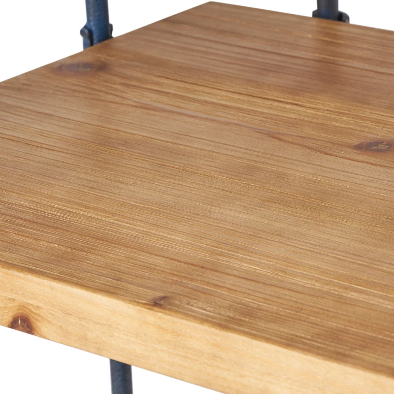 3-Shelf Industrial Bookcase with Firwood Shelves, Iron Frame, Resilient Structure, Ideal for Small Spaces, 27.5" L x 17.5" W x 40.5" H, Natural