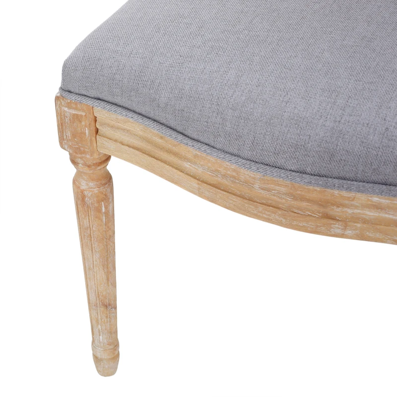 Set of 2 French Country Dining Chairs with Round Backrest and Fluted Legs, 20" L x 25.5" W x 40" H, Light Grey