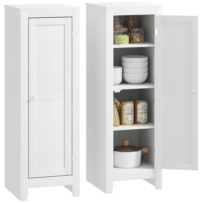HOMCOM Kitchen Pantry Storage Cabinet with Adjustable Shelves, Small Storage Cabinet with Door and Shelves, White