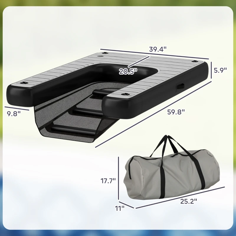 PawHut Inflatable Dog Boat Ramp Up to 286 lbs, for Boat, Dock, Lake, Non-Slip, Safe & Easy