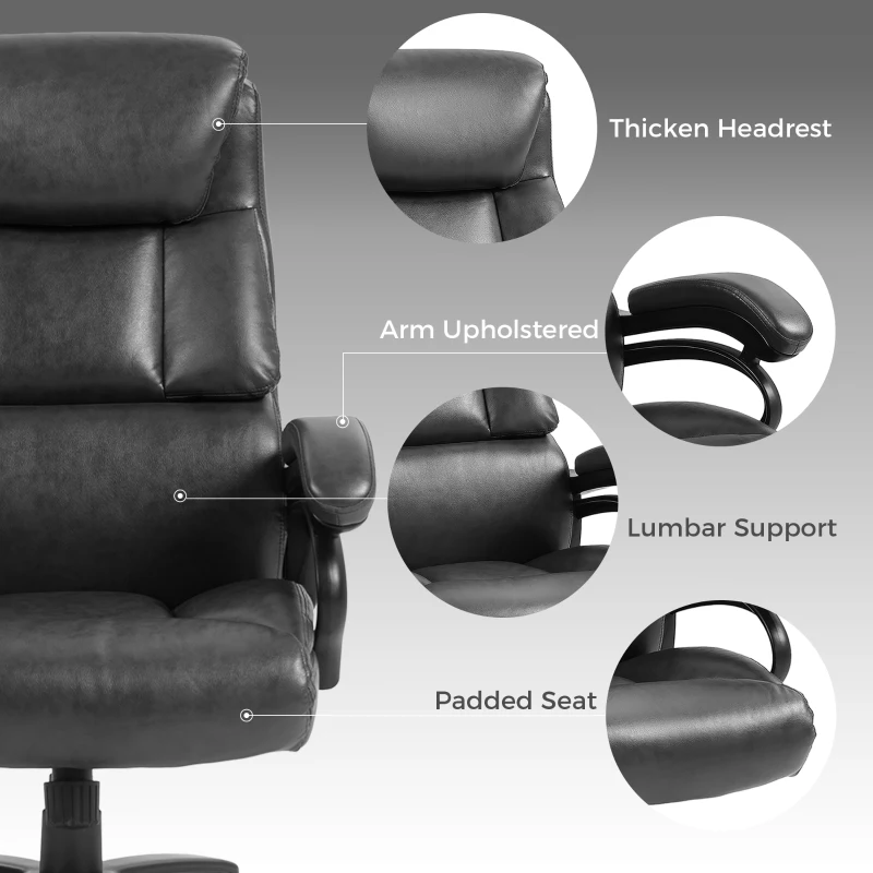 Vinsetto Big and Tall Office Chair, 400 lbs, Executive Computer Chair with PU Leather, Adjustable Height, Black