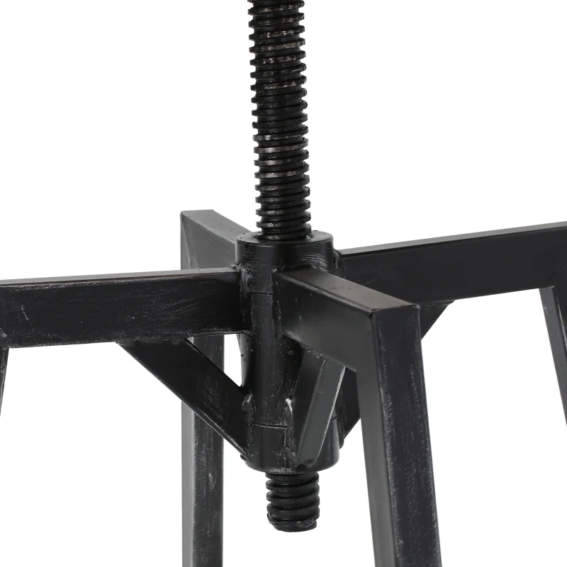 Adjustable Metal Barstool with Wooden Seat, 360° Swivel Design, 17.5" L x 20" W x 39-45" H, Antique Black