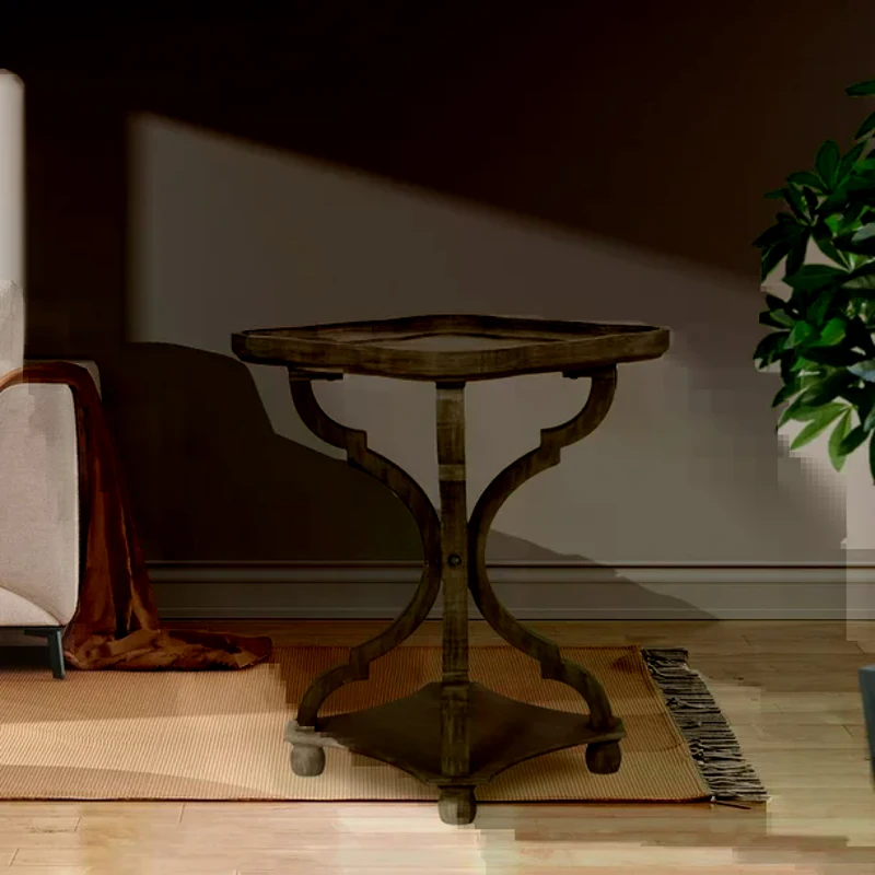 Acacia Wood Accent Table with Smooth Walnut Finish, No Assembly Required, 19" L x 19" W x 25" H, Natural