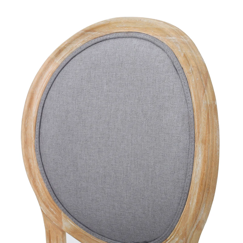 Set of 2 French Country Dining Chairs with Round Backrest and Fluted Legs, 20" L x 25.5" W x 40" H, Light Grey