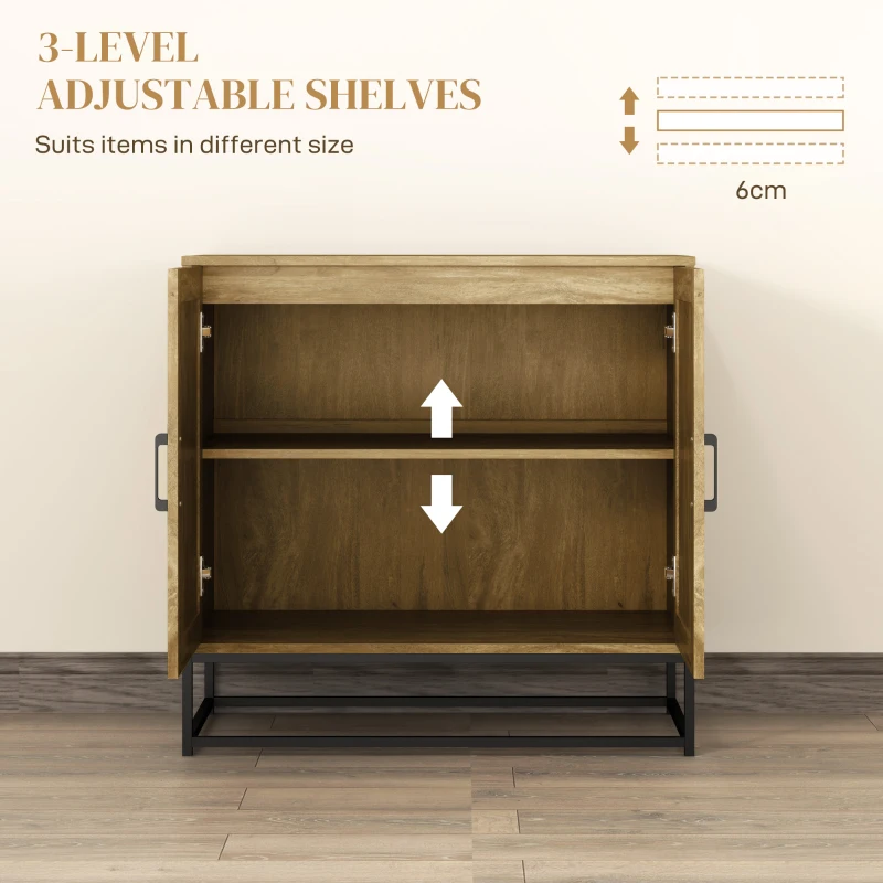 HOMCOM Kitchen Storage Cabinet, Wood Effect Sideboard Buffet Cabinet with Adjustable Shelf and 2 Doors, Nature Wood