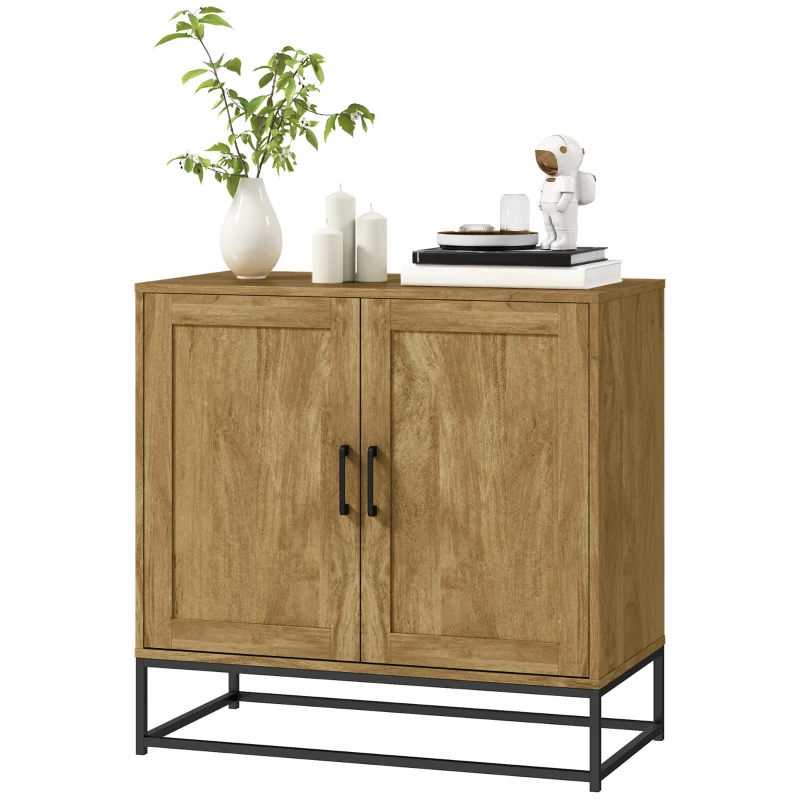 HOMCOM Kitchen Storage Cabinet, Wood Effect Sideboard Buffet Cabinet with Adjustable Shelf and 2 Doors, Nature Wood
