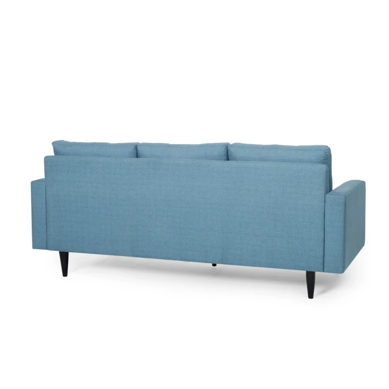 3-Seater Sofa with Button Tufted Waffle Stitch and Rubberwood Legs, 83" L x 33.5" W x 35.5" H, Blue