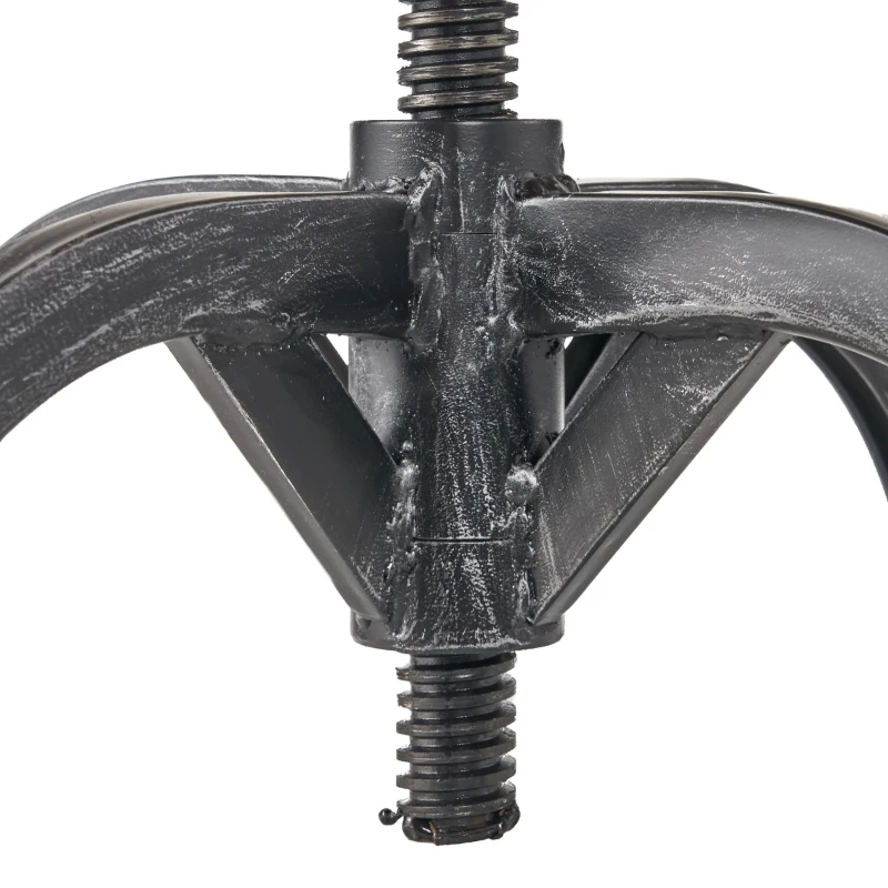 Rustic Firwood Barstool with Iron Legs, Swivel Footrest, Perfect for Retro Dens, Home Bar Areas, 18.5" L x 18.5" W x 45.5" H, Natural