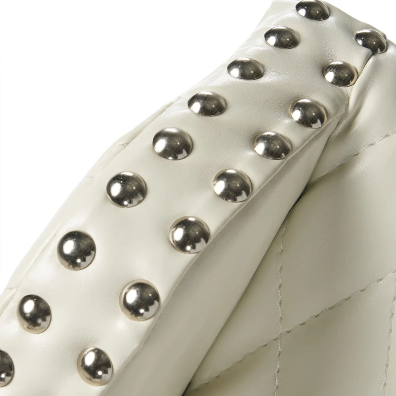 Elegant Barstool with Quilted Bonded Leather, Sturdy Wooden Legs, Curved Armrests, No Assembly Required, 21" L x 22" W x 38.5" H, Ivory