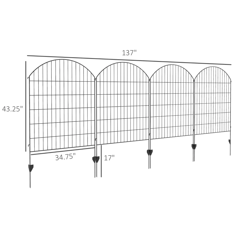 Outsunny 4 Pack Garden Fencing for Yard, Decorative Fence Panels as Animal Barrier and Flower Edging, Grids