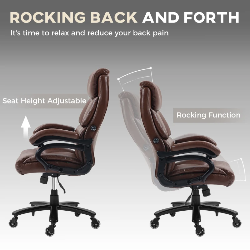 Vinsetto Big and Tall Office Chair, 400 lbs, Executive Computer Chair with PU Leather, Adjustable Height, Brown