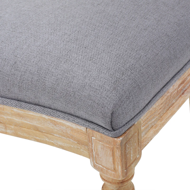 Set of 2 French Country Dining Chairs with Round Backrest and Fluted Legs, 20" L x 25.5" W x 40" H, Light Grey