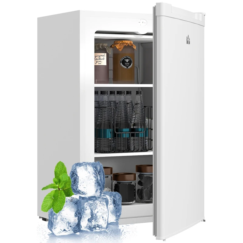 HOMCOM Upright Freezer, 3 Cu Ft Small Freezer with Reversible Single Door, Adjustable Thermostat for Home, Apartment, White