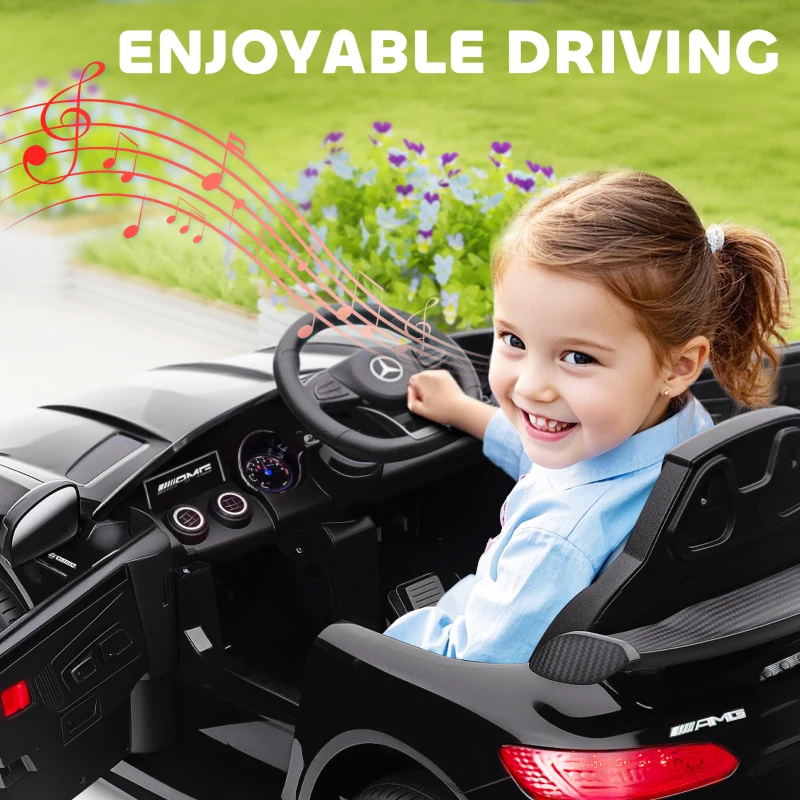 Qaba Mercedes-Benz AMG GTR Licensed 12V Battery Powered Kids Electric Car w/ Remote, Soft Start, Lights, Music Horn, Black