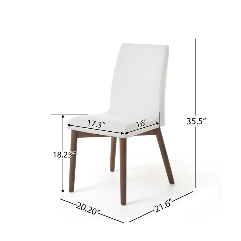 Set of 2 Scandinavian Dining Chairs with Solid Rubberwood Legs, High Back, Contemporary Fabric Side Chairs, 20" L x 21.5" W x 35.5" H, Beige