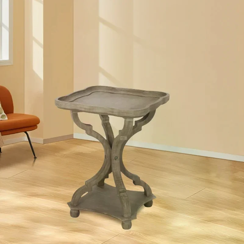 Acacia Wood Accent Table with Smooth Walnut Finish, No Assembly Required, 19" L x 19" W x 25" H, Natural