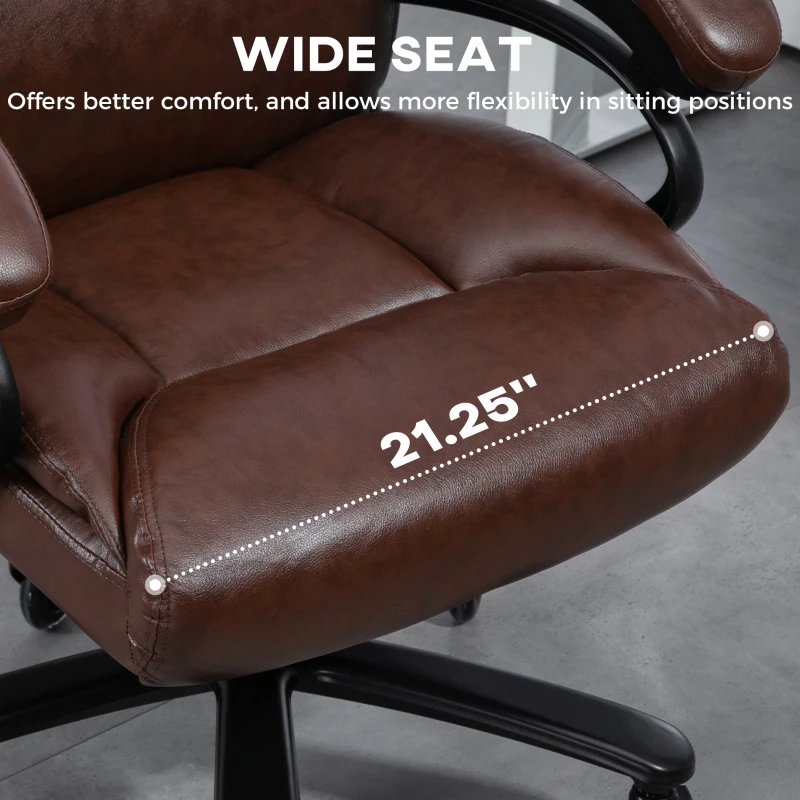 Vinsetto Big and Tall Office Chair, 400 lbs, Executive Computer Chair with PU Leather, Adjustable Height, Brown