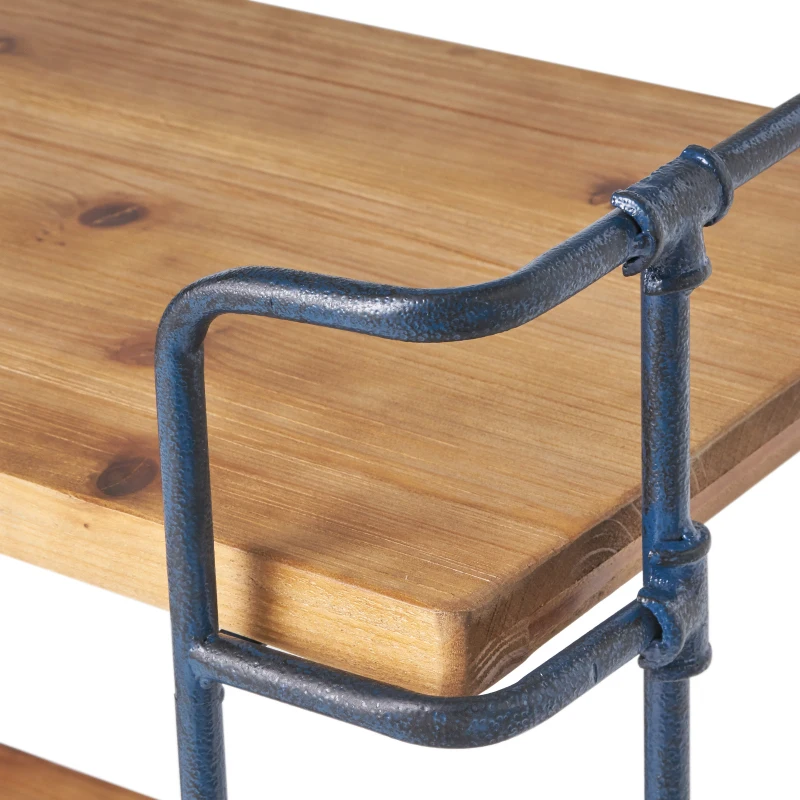 3-Shelf Industrial Bookcase with Firwood Shelves, Iron Frame, Resilient Structure, Ideal for Small Spaces, 27.5" L x 17.5" W x 40.5" H, Natural