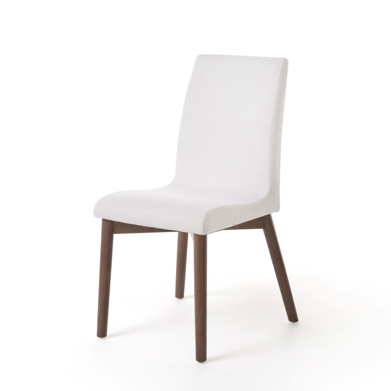 Set of 2 Scandinavian Dining Chairs with Solid Rubberwood Legs, High Back, Contemporary Fabric Side Chairs, 20" L x 21.5" W x 35.5" H, Beige