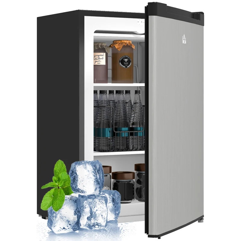 HOMCOM Upright Freezer, 3 Cu Ft Small Freezer with Reversible Single Door, Adjustable Thermostat for Home, Apartment, Silver