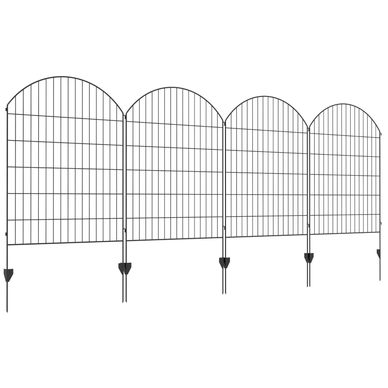 Outsunny 4 Pack Garden Fencing for Yard, Decorative Fence Panels as Animal Barrier and Flower Edging, Grids
