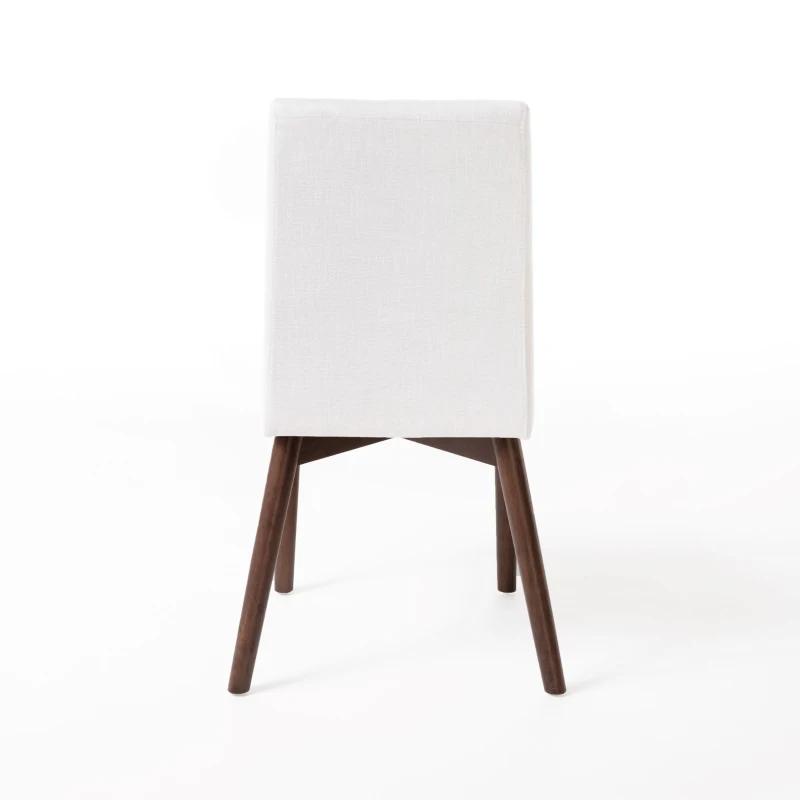 Set of 2 Scandinavian Dining Chairs with Solid Rubberwood Legs, High Back, Contemporary Fabric Side Chairs, 20" L x 21.5" W x 35.5" H, Beige