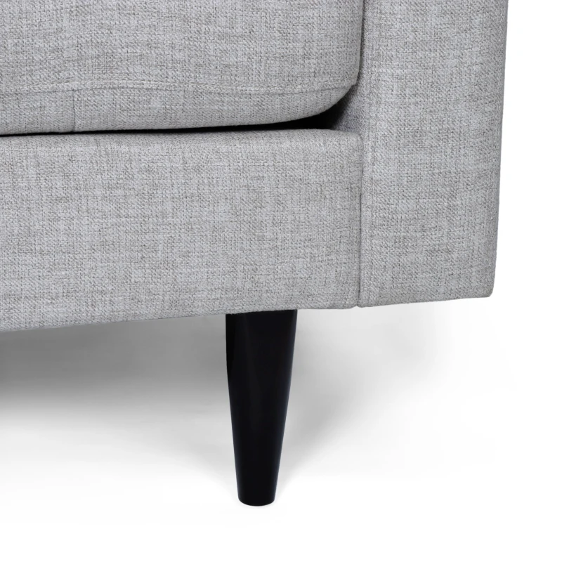 INMAX 3-Seater Sofa with Button Tufted Waffle Stitch and Rubberwood Legs, for Bedroom or Livingroom, Grey