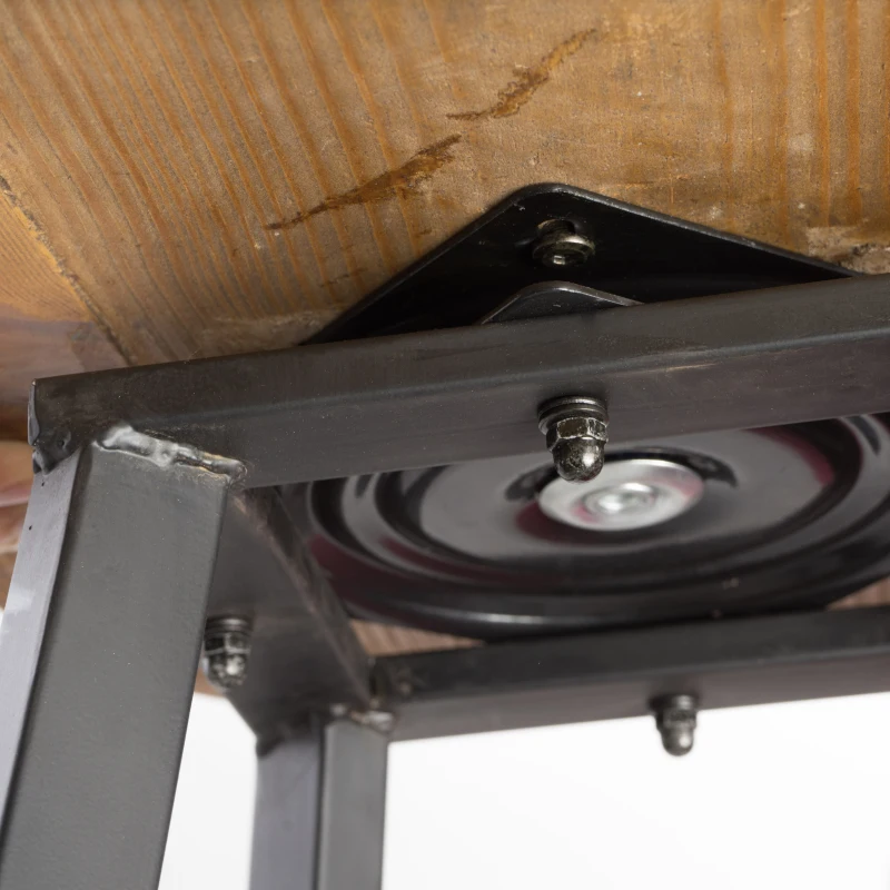 Set of 2 Industrial Barstools with Rust-Finish Iron Frame & Pinewood Seat