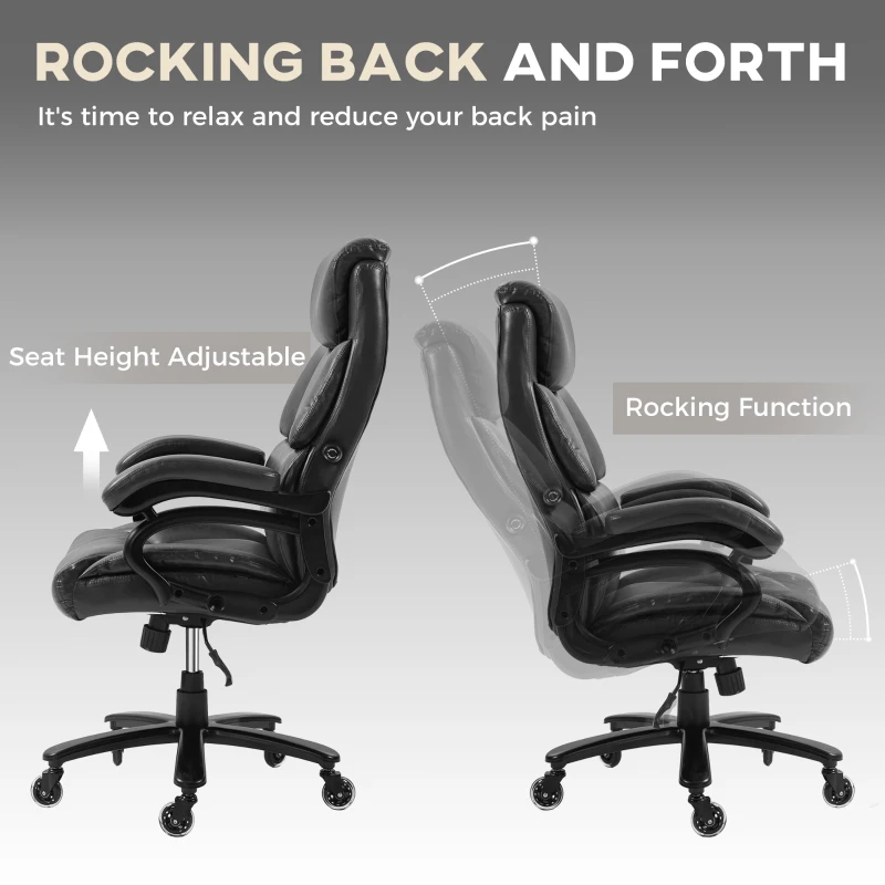 Vinsetto Big and Tall Office Chair, 400 lbs, Executive Computer Chair with PU Leather, Adjustable Height, Black
