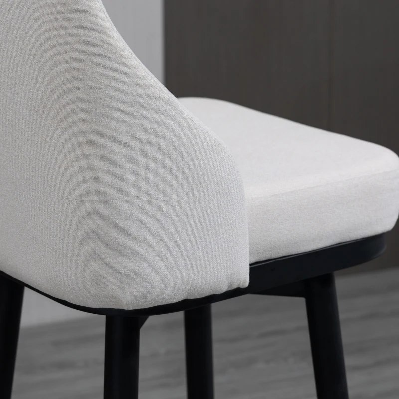 HOMCOM Extra Tall Bar Stools Set of 2, Modern 360° Swivel Barstools, Dining Room Chairs with Steel Legs Footrest, Cream White