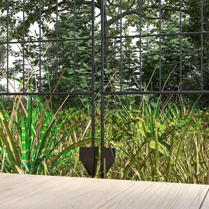 Outsunny 4 Pack Garden Fencing for Yard, Decorative Fence Panels as Animal Barrier and Flower Edging, Grids