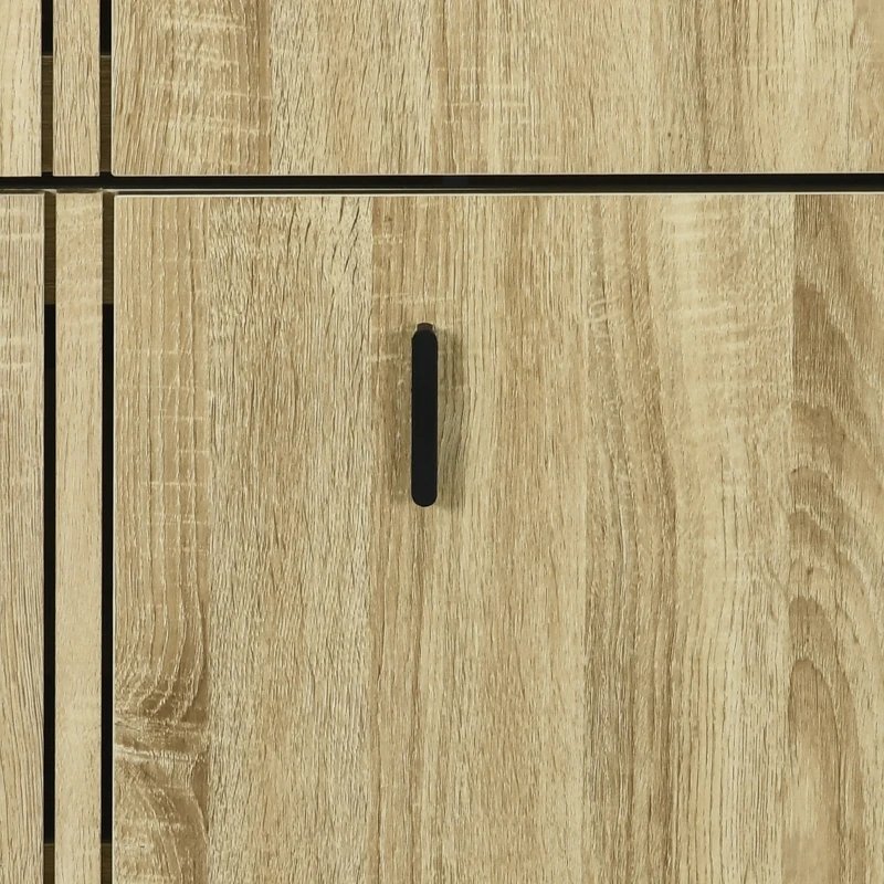 HOMCOM Shoe Storage Cabinet Organizer for 18 Pairs of Shoes with 3 Flip Drawers and Adjustable Shelves, Oak