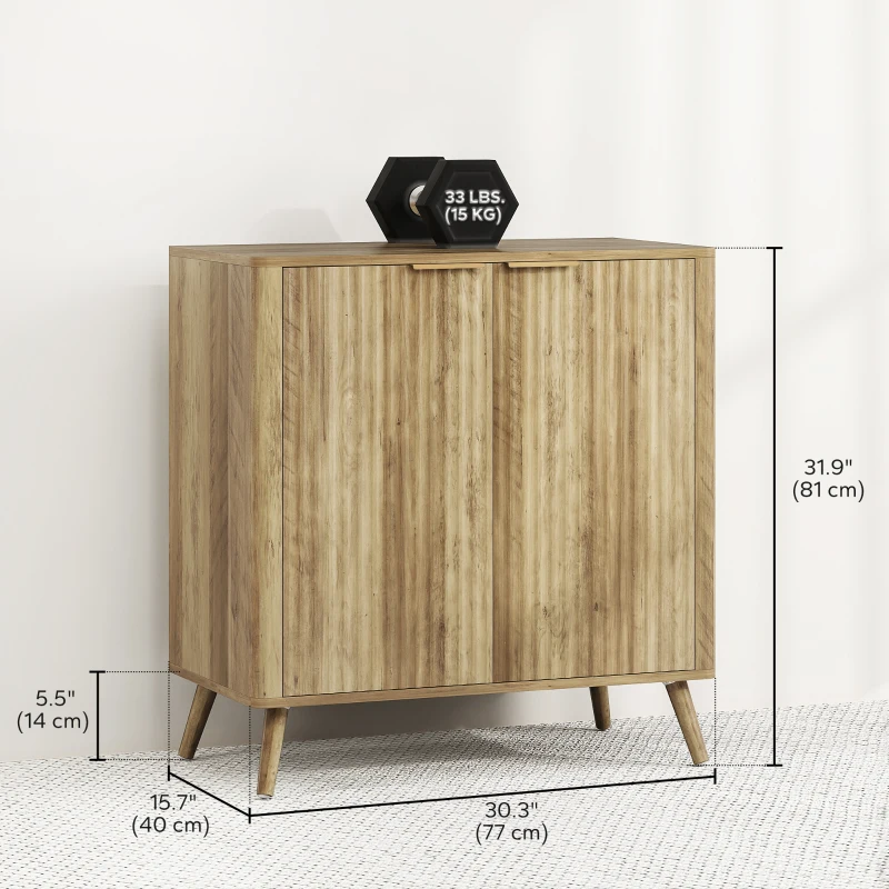 HOMCOM 55" Buffet Cabinet, Modern Sideboard with 2 Fluted Doors and Adjustable Shelf for Kitchen, Living Room, White