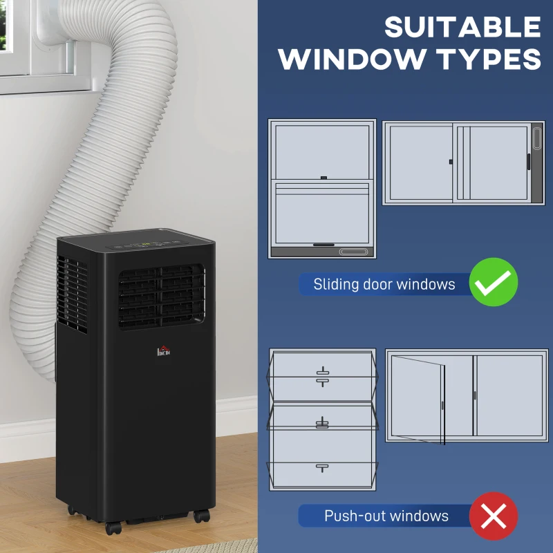 HOMCOM 10000 BTU Mobile Air Conditioner, 441 Sq. Ft., AC Unit with Dehumidifier, Sleep, 24H Timer On/Off, Window Kit, Black
