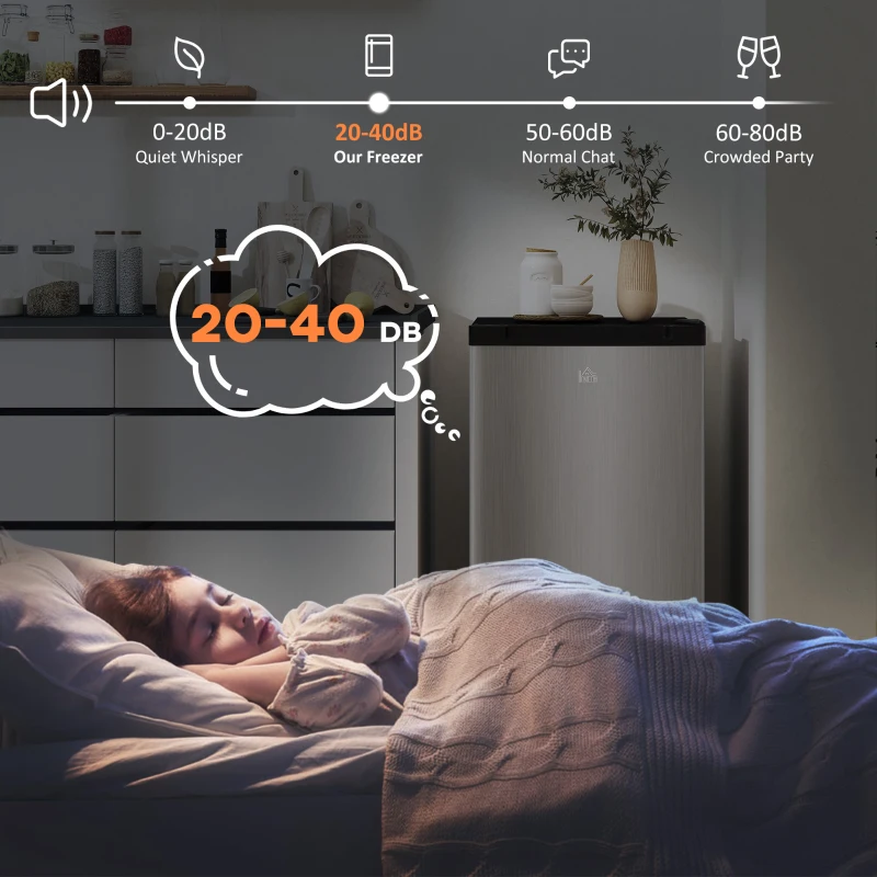 HOMCOM Upright Freezer, 3 Cu Ft Small Freezer with Reversible Single Door, Adjustable Thermostat for Home, Apartment, Silver