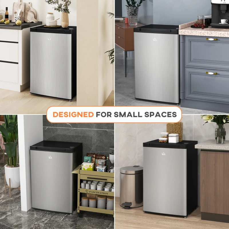 HOMCOM Upright Freezer, 3 Cu Ft Small Freezer with Reversible Single Door, Adjustable Thermostat for Home, Apartment, Silver