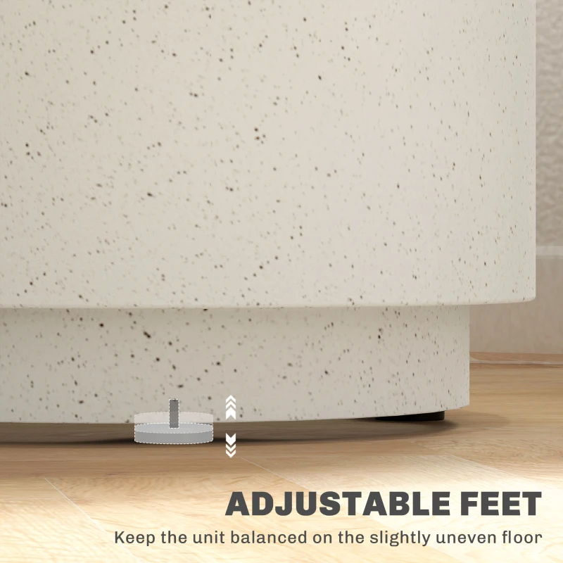HOMCOM Terrazzo Finish Side Table, 17" Round End Table for Indoor and Outdoor, Cream White