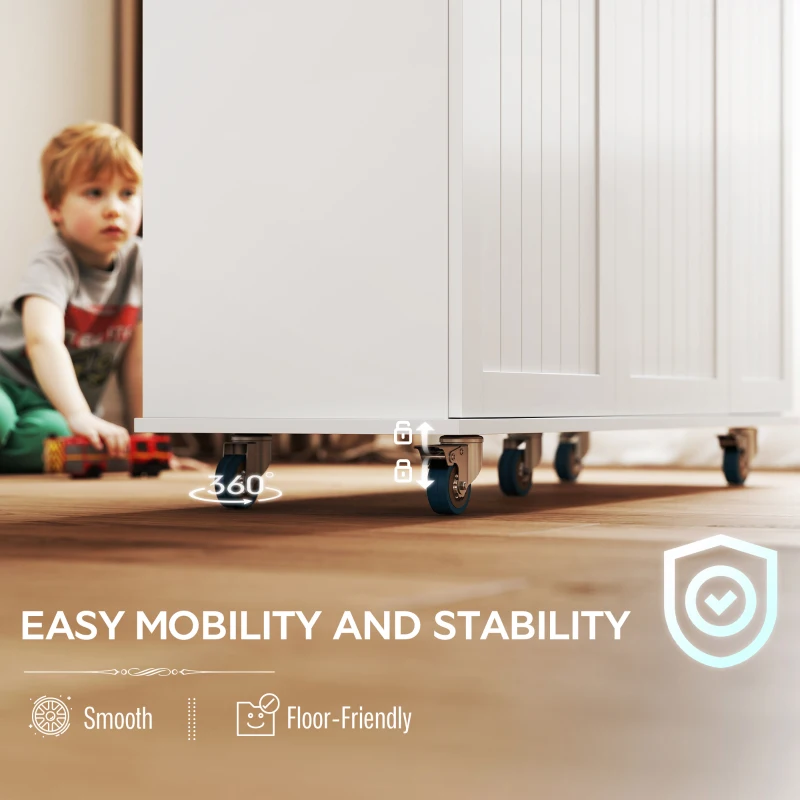 HOMCOM Kitchen Island on Wheels with Wood Drop Leaf, Charging Station, Rolling Kitchen Cart with Adjustable Shelf, White