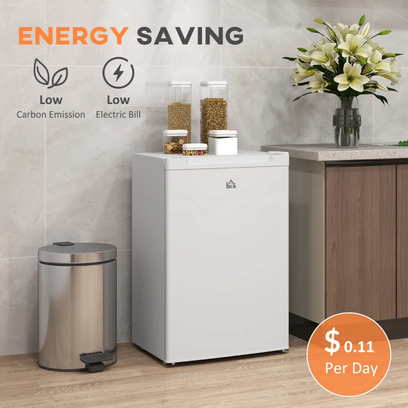 HOMCOM Upright Freezer, 3 Cu Ft Small Freezer with Reversible Single Door, Adjustable Thermostat for Home, Apartment, White